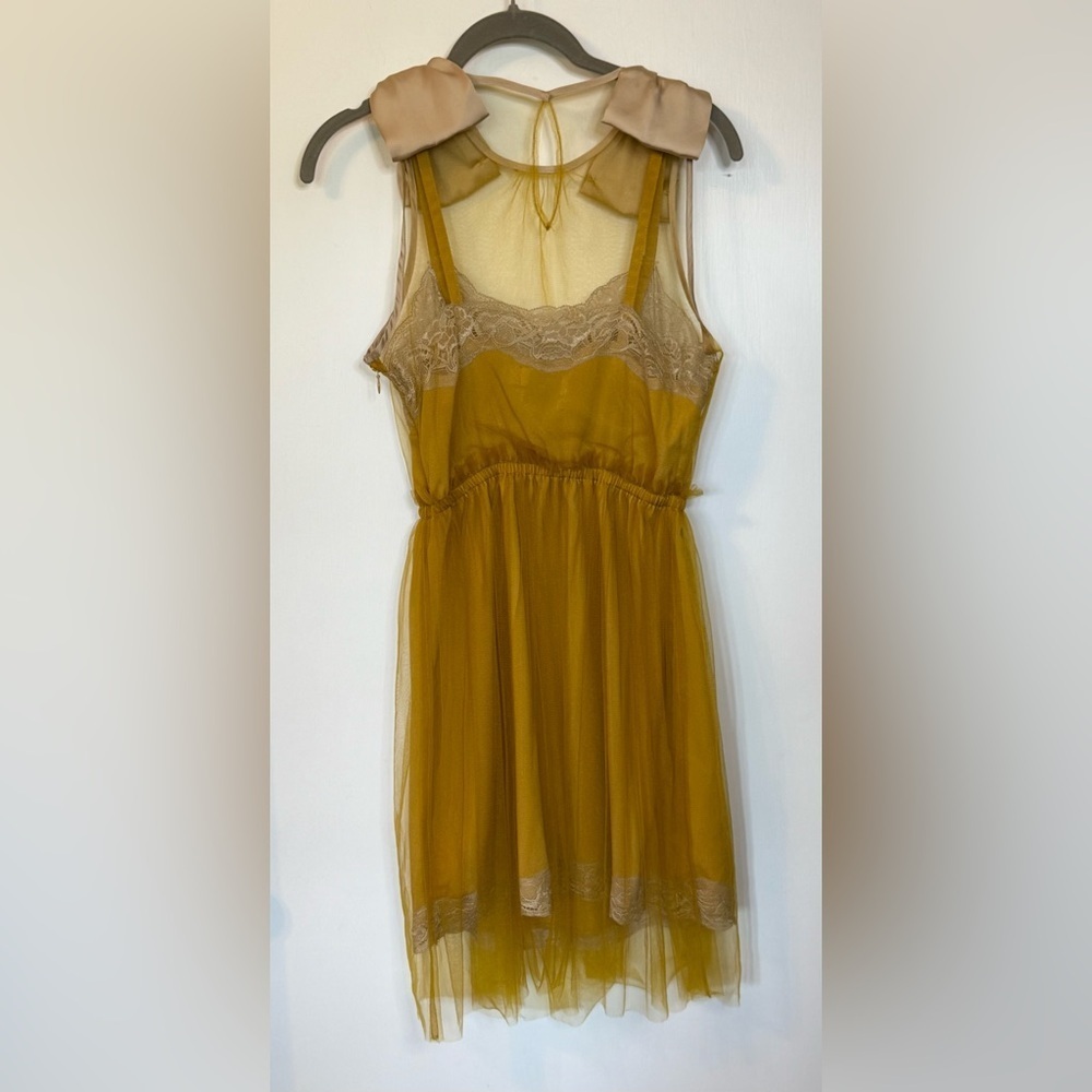 RODARTE x Target Yellow Tulle Lace Mini Slip Dress with Bow Detail- Size XS - Picture 8 of 12